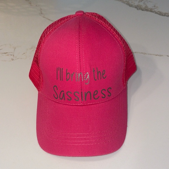 C.C Pink Trucker Hat with “I’ll bring the Sassiness” logo - Picture 1 of 5